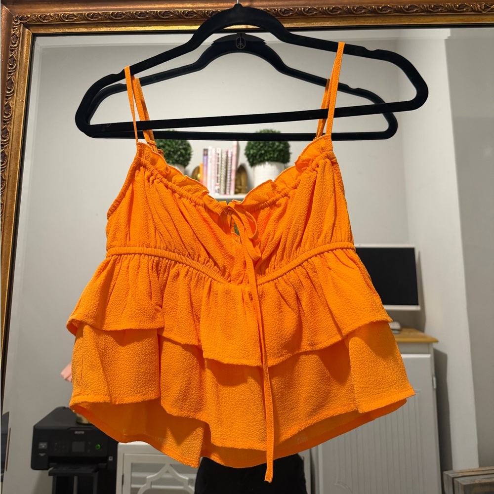 Orange Ruffled Tank - Picture 2 of 3